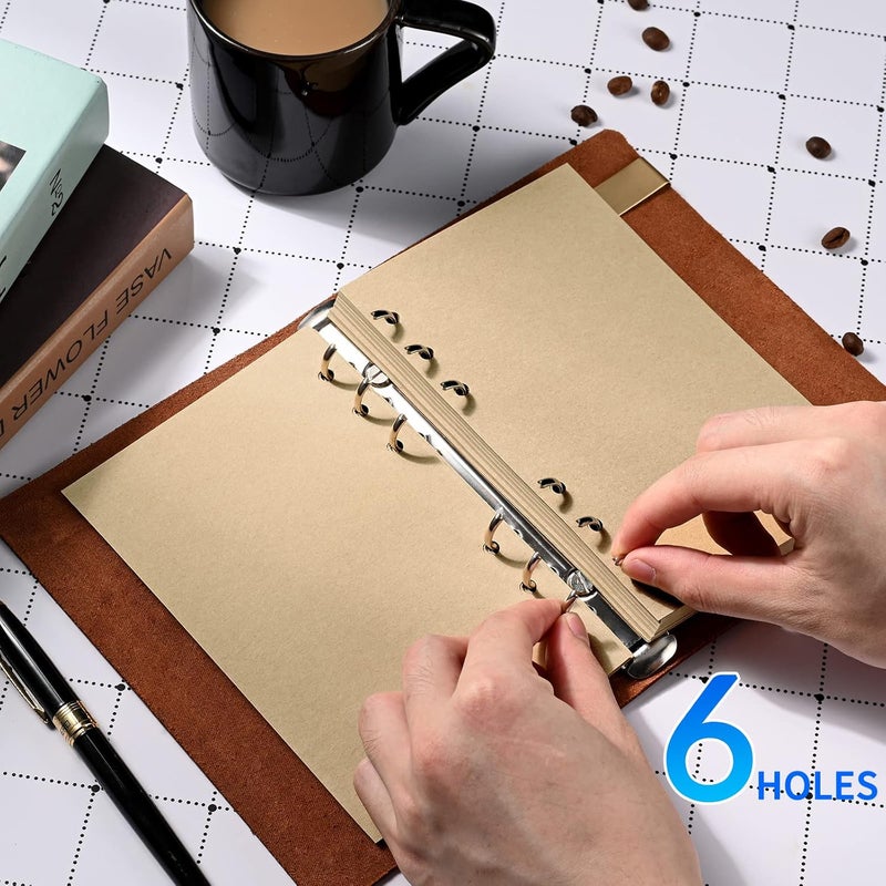 Tofun A6 Blank Vintage Refillable Paper, Retro A6 Binder Refills Paper for 6-Ring Binders Planner Traveller Journal Notebook Dairy, Blank Filler Paper, 80 Sheets 160 Pages, Blank - Image 5